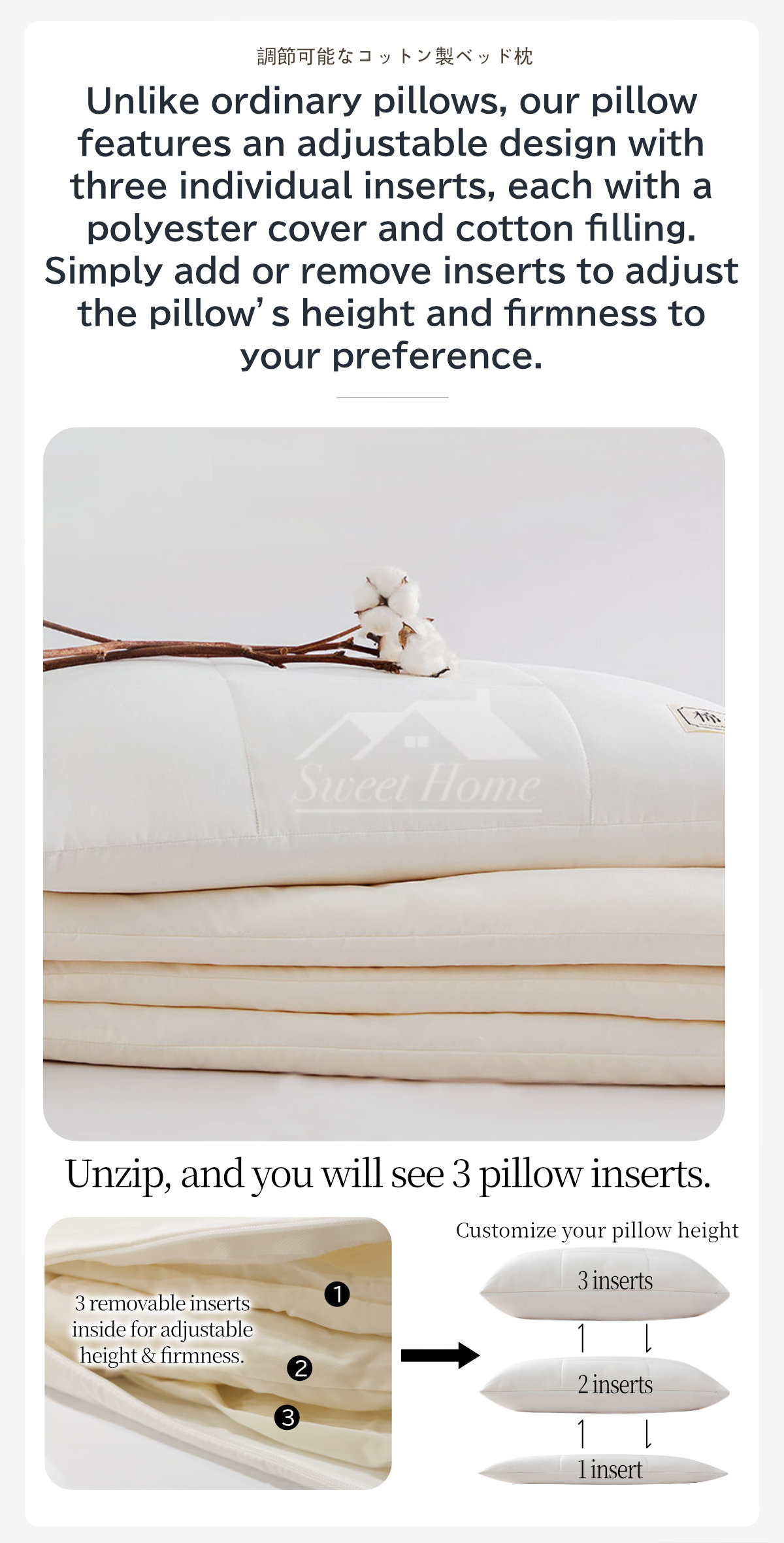 Adjustable Cotton Bed Pillow-5